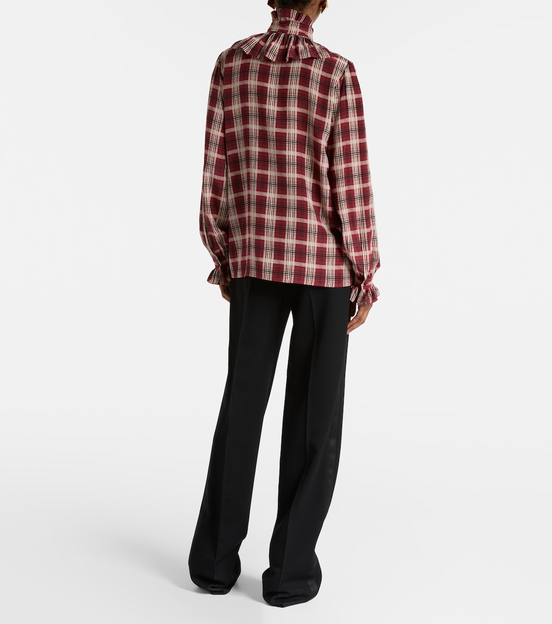 Blouse en soie à carreaux | Saint Laurent