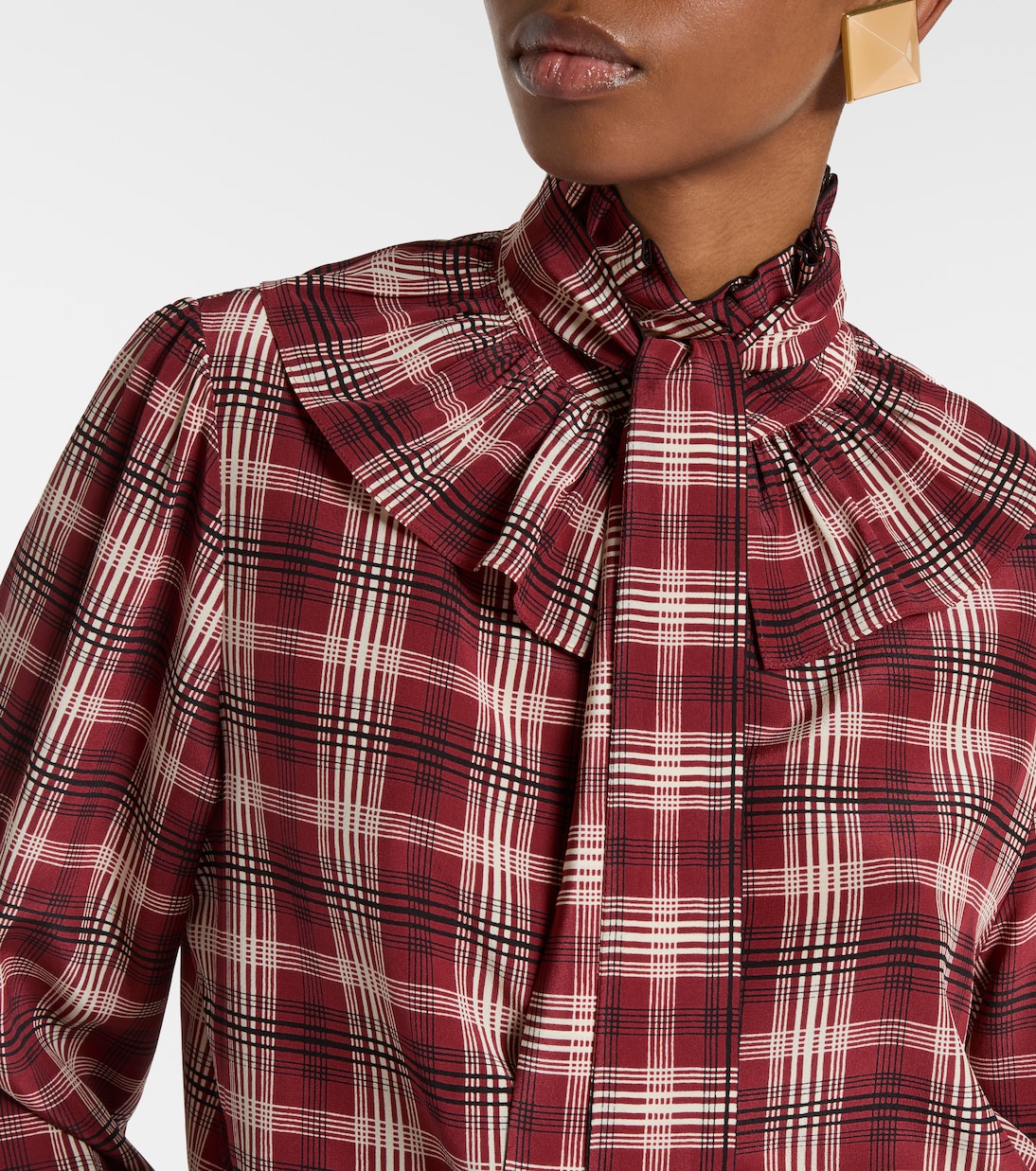 Blouse en soie à carreaux | Saint Laurent