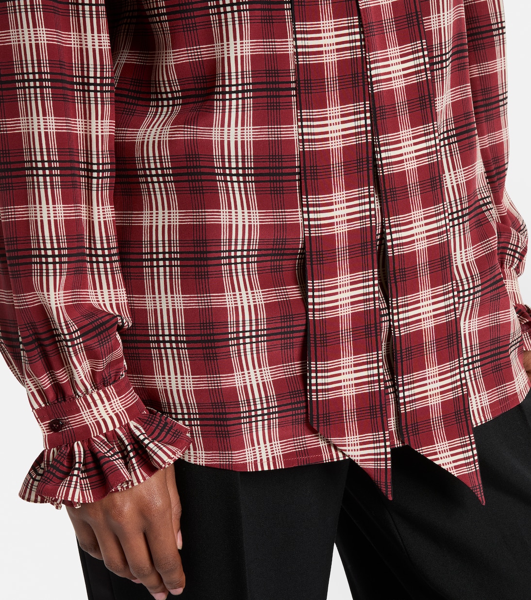 Blouse en soie à carreaux | Saint Laurent