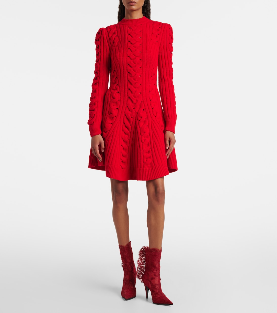 Cable-knit wool and cashmere minidress | McQueen