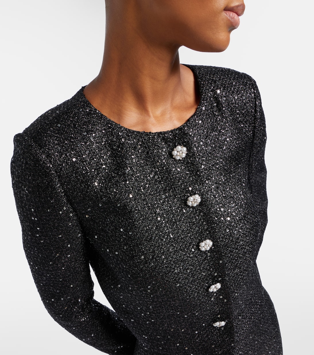 Sequined cropped lamé tweed jacket | Carolina Herrera
