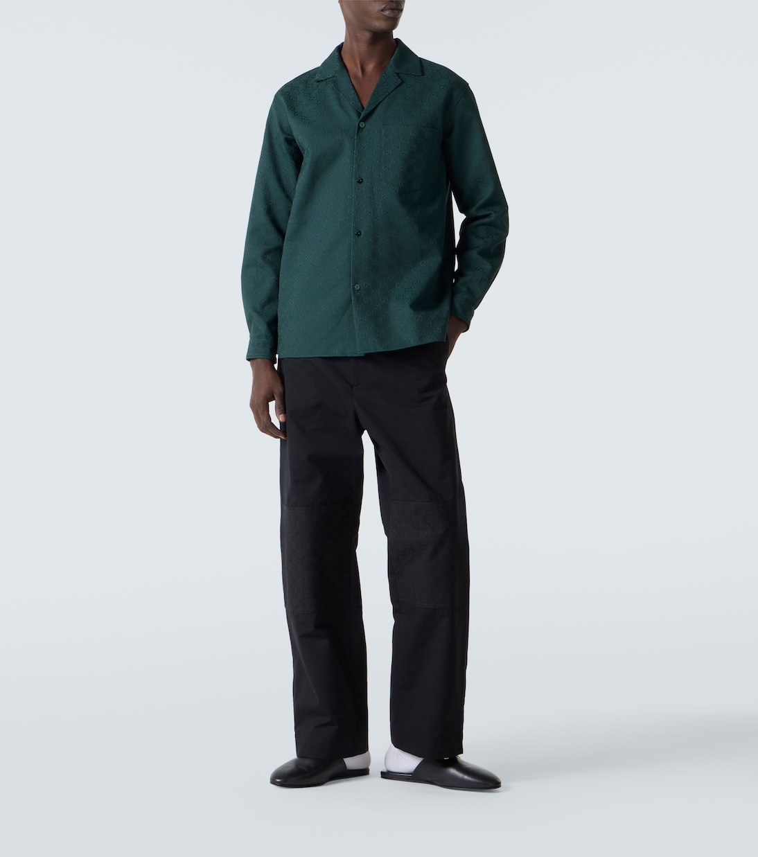 Camisa de lona en mezcla de algodón con GG | Gucci