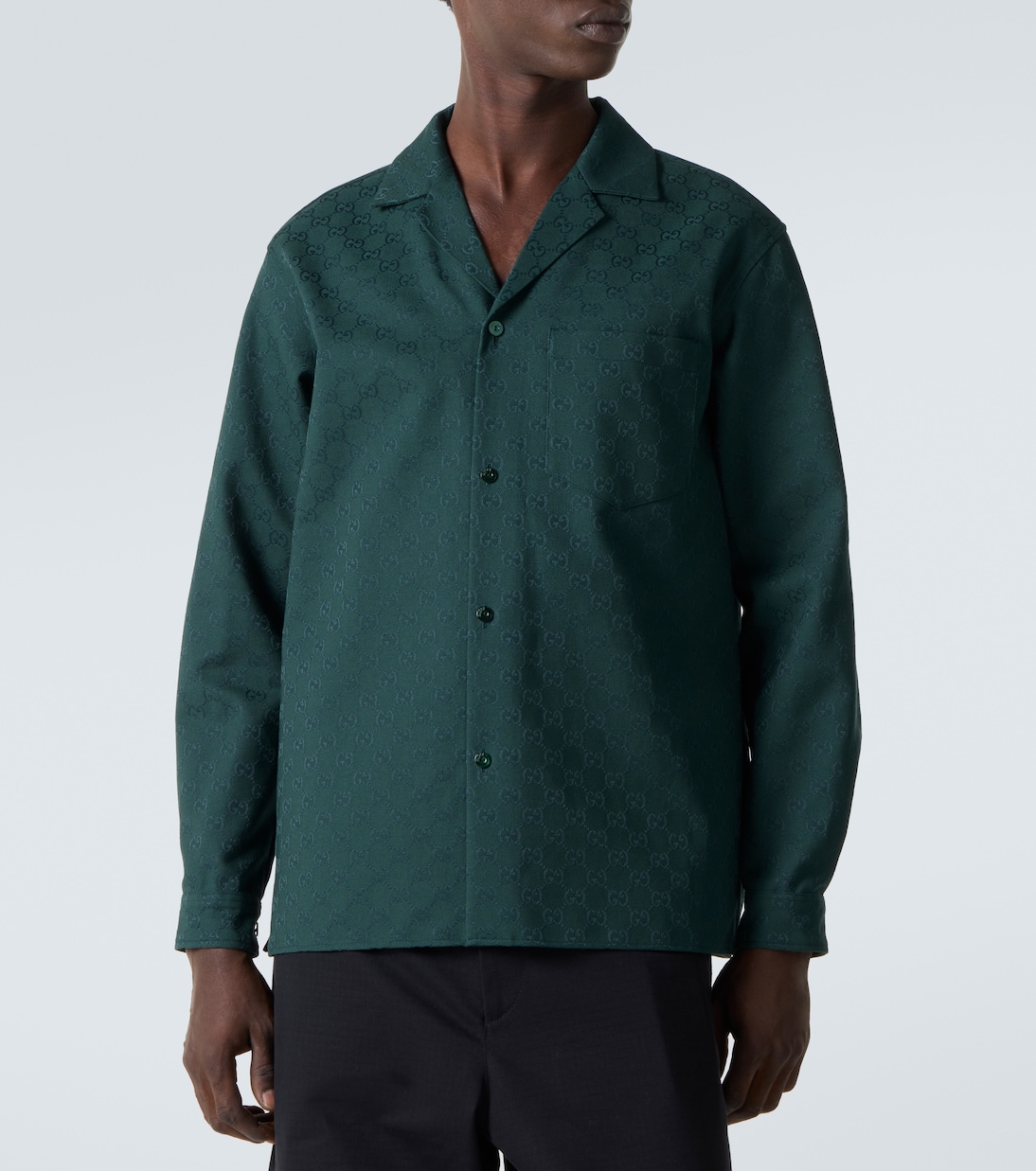 Camisa de lona en mezcla de algodón con GG | Gucci