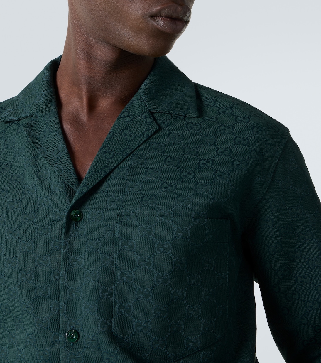 Camisa de lona en mezcla de algodón con GG | Gucci