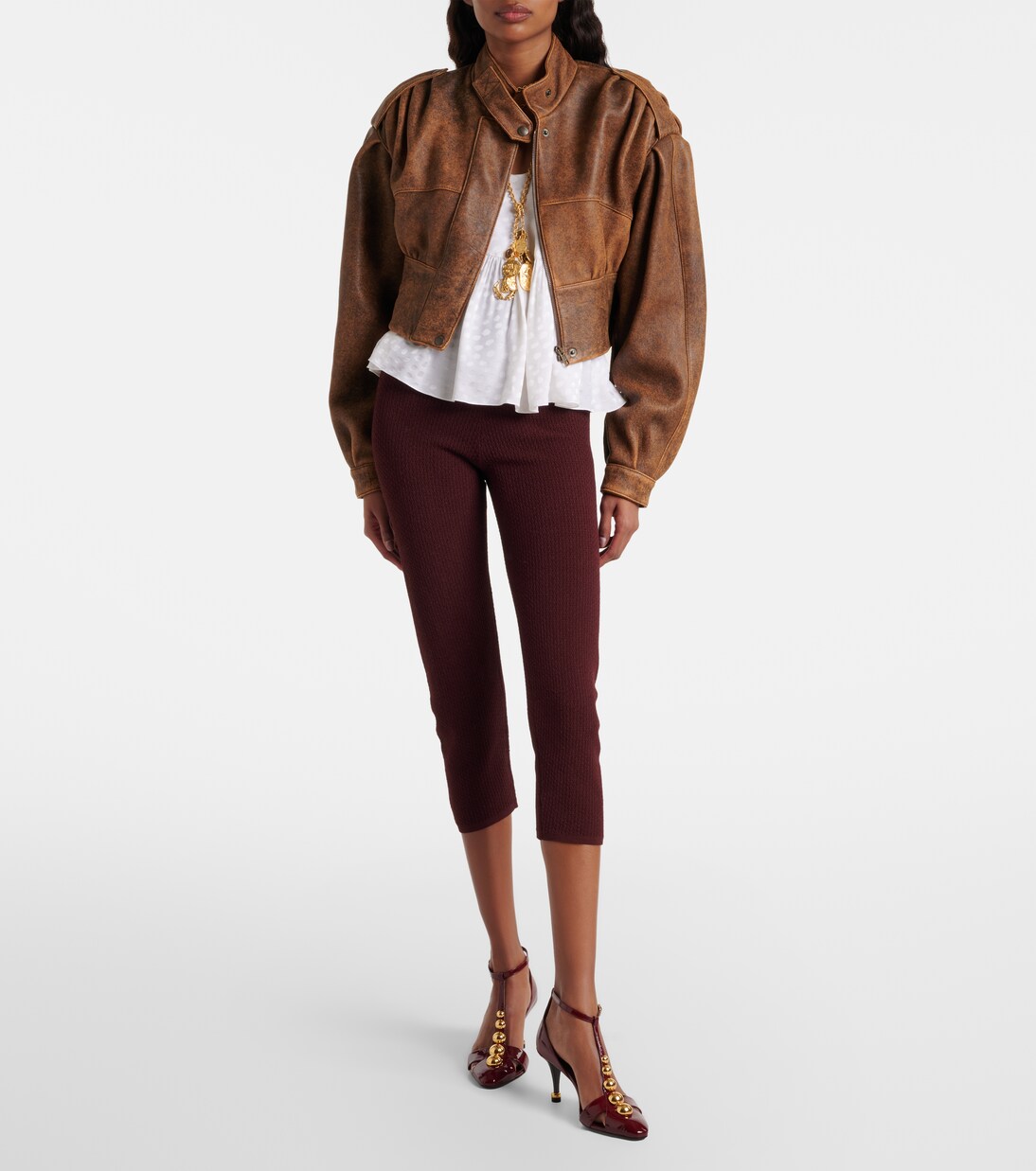 Cropped leather biker jacket | Chloé