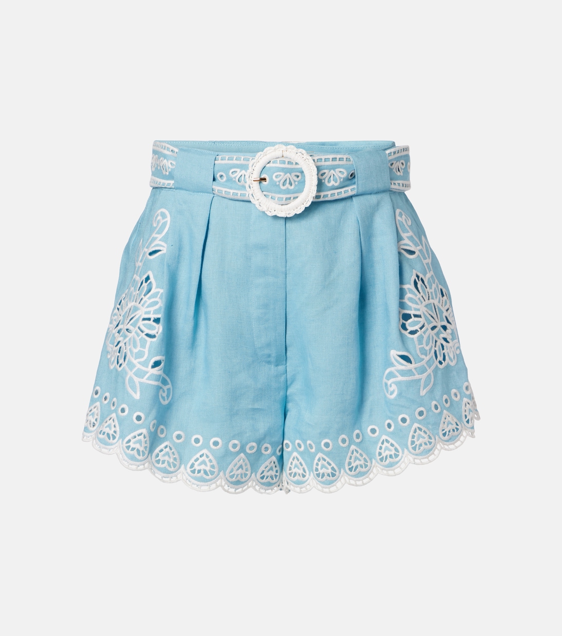 Embroidered belted linen shorts | Farm Rio