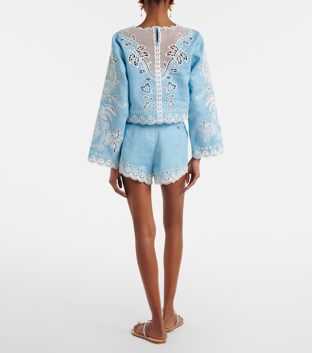 Embroidered belted linen shorts | Farm Rio