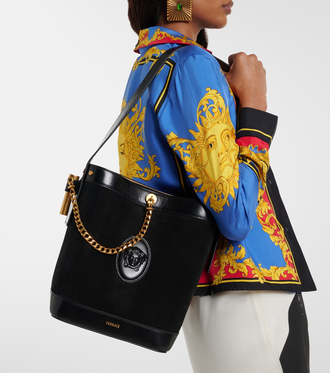 La Medusa suede shoulder bag | Versace