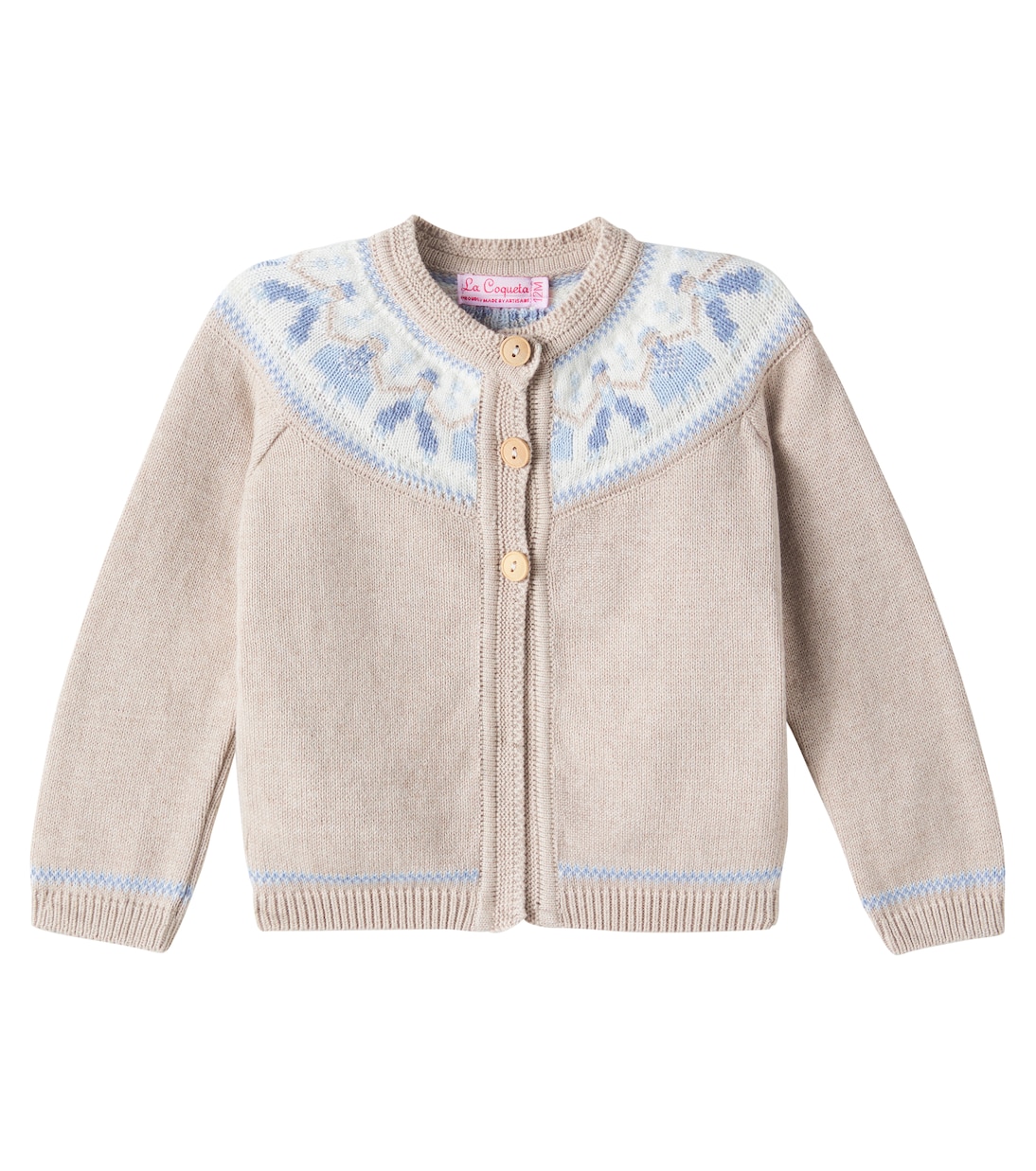 Baby Aubrey intarsia cotton cardigan | La Coqueta