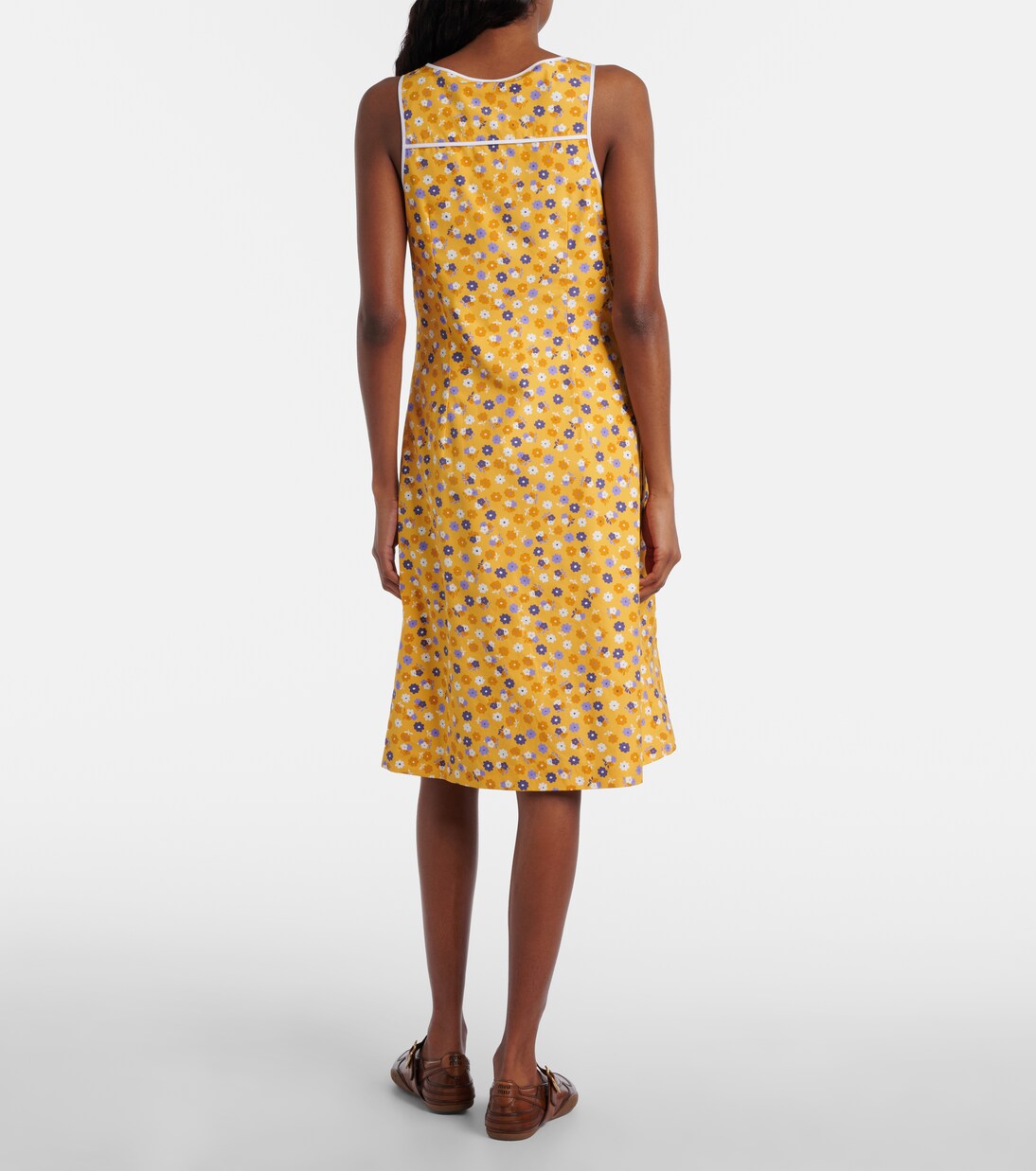 Floral cotton poplin midi dress | Miu Miu