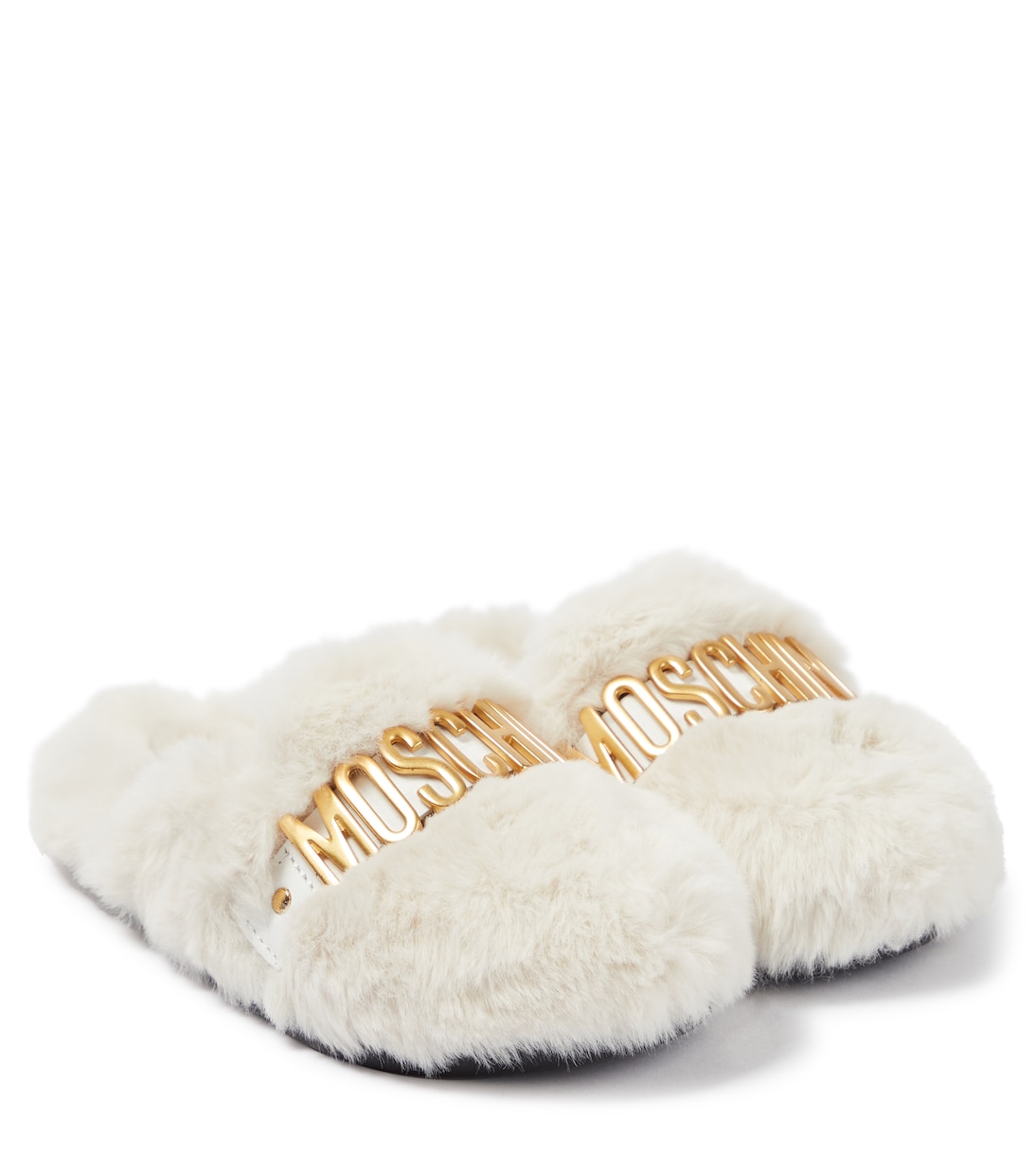 Logo faux fur slippers | Moschino Kids