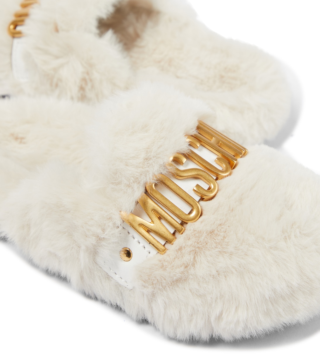 Logo faux fur slippers | Moschino Kids