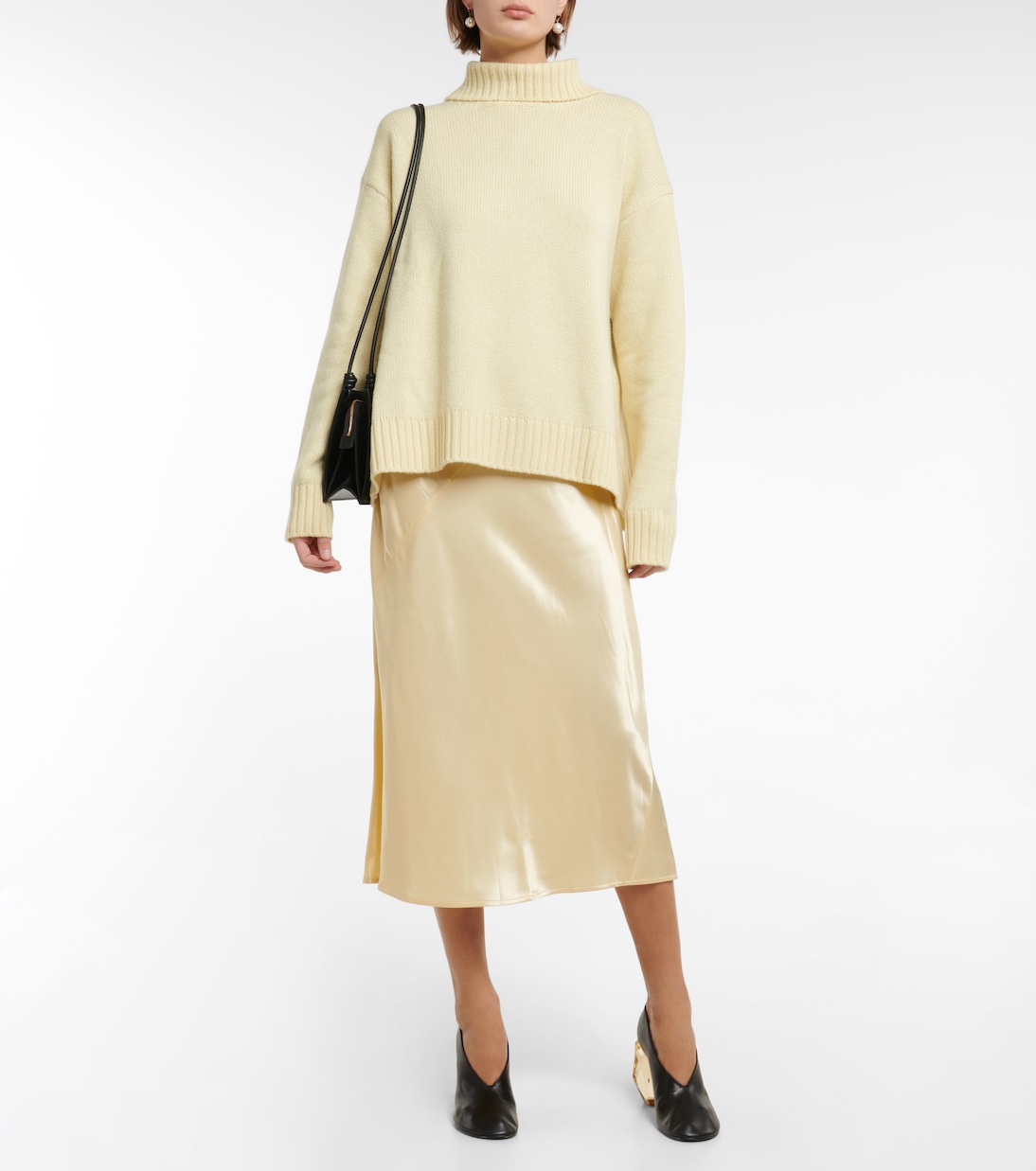 Falda midi de satén y tiro alto | Jil Sander