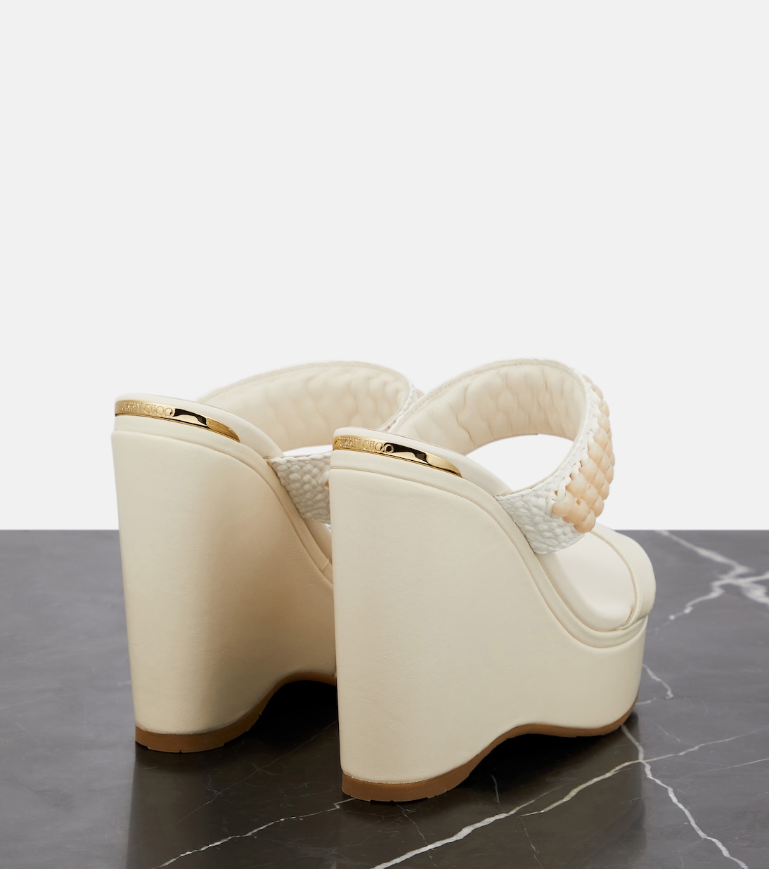 Amoure Wedge 130 leather sandals | Jimmy Choo