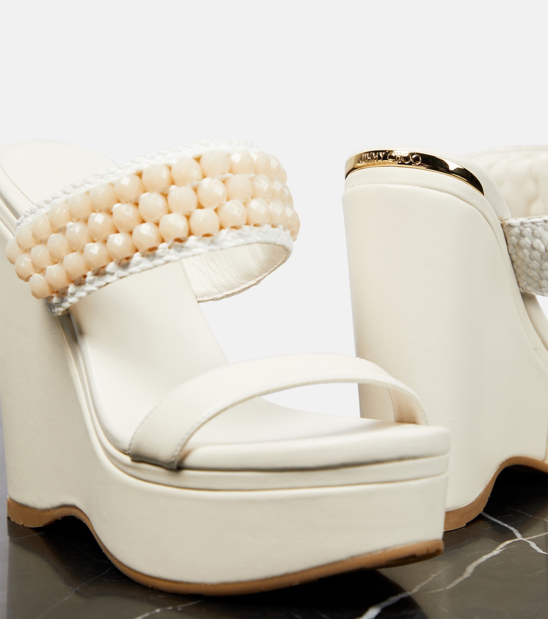 Amoure Wedge 130 leather sandals | Jimmy Choo