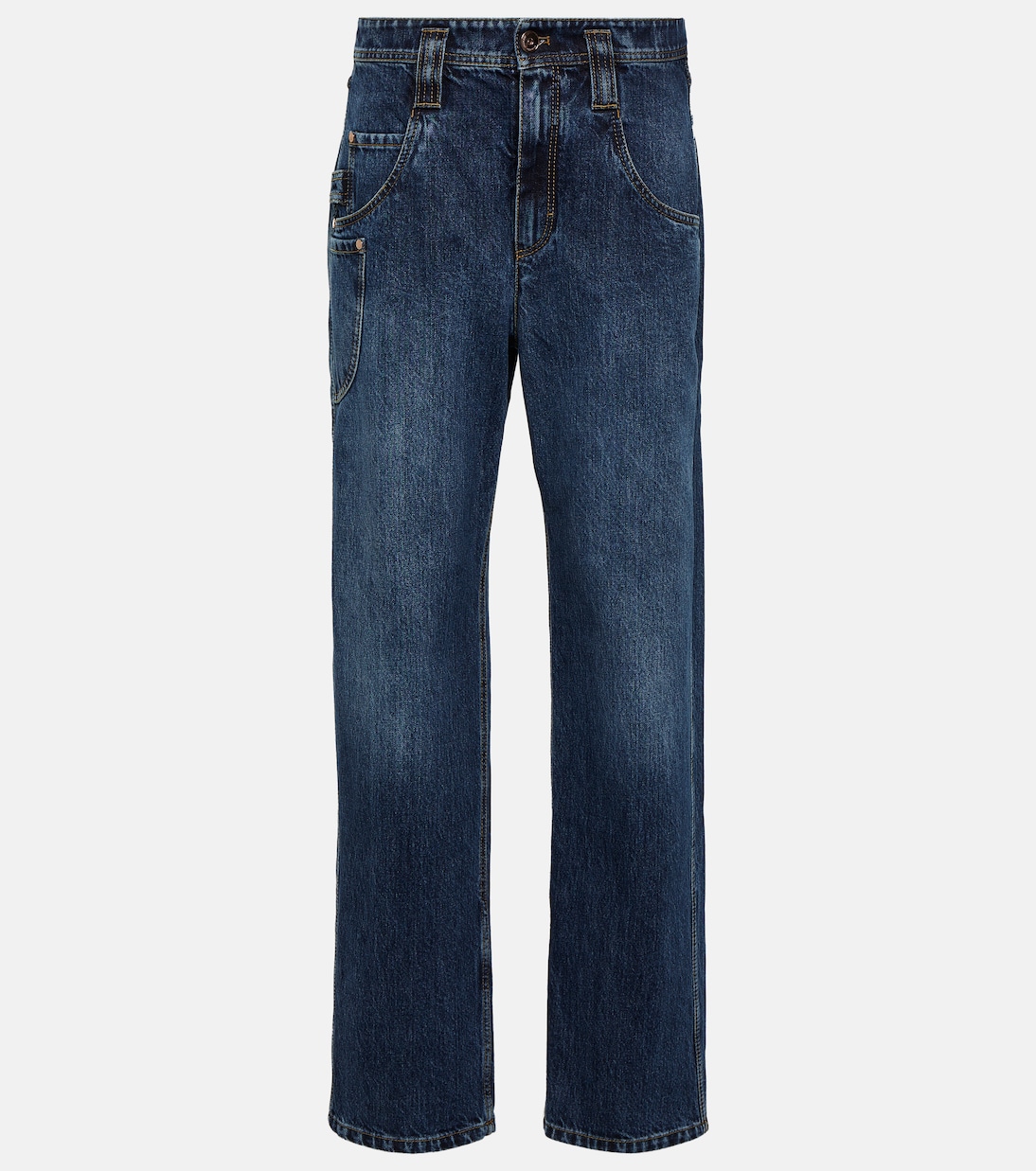 Jeans a gamba larga e vita media | Brunello Cucinelli