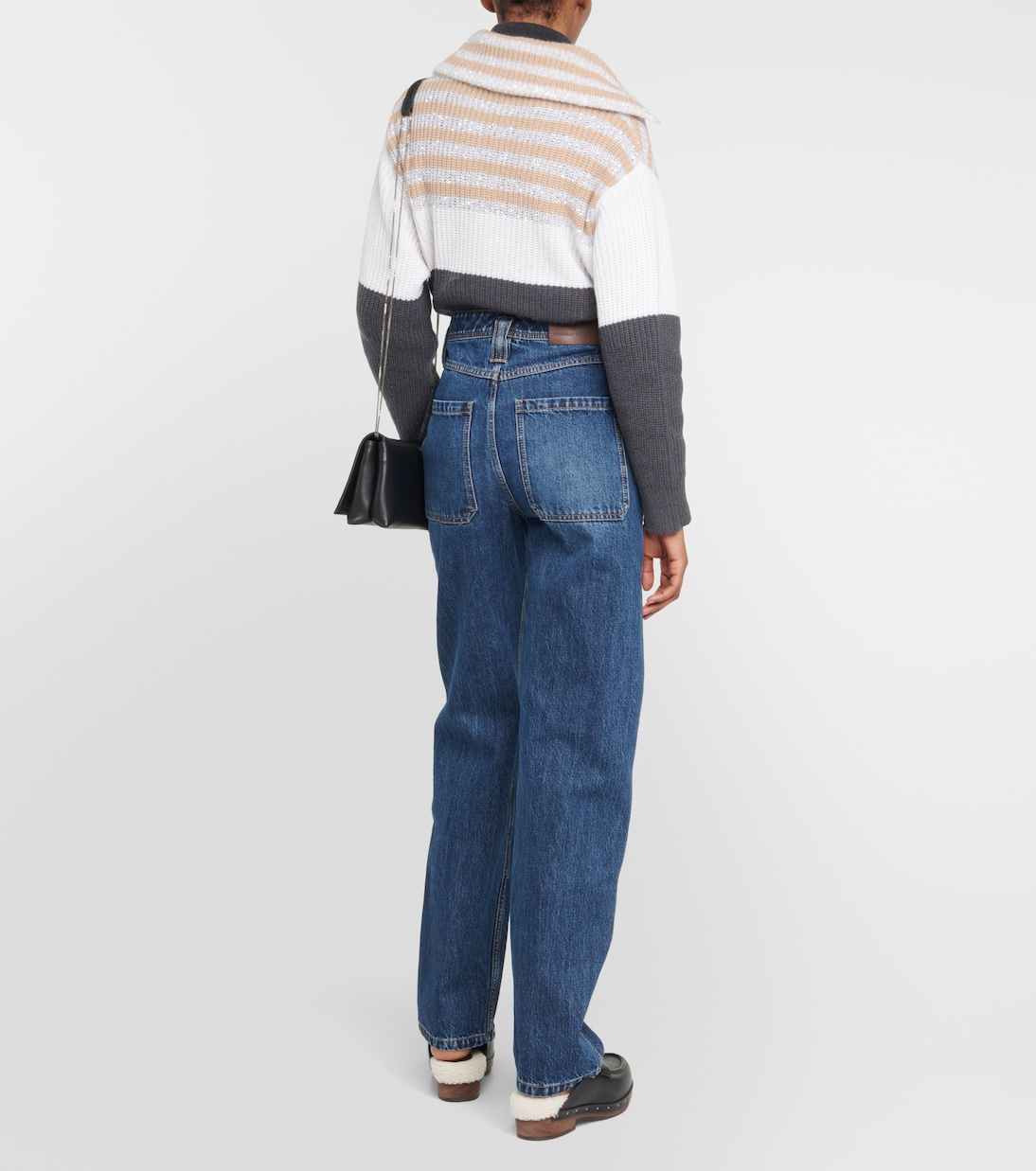 Jeans a gamba larga e vita media | Brunello Cucinelli