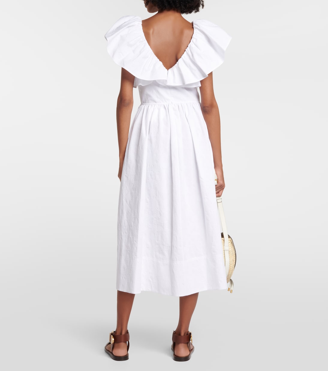 Abito midi in cotone con ruches | Chloé