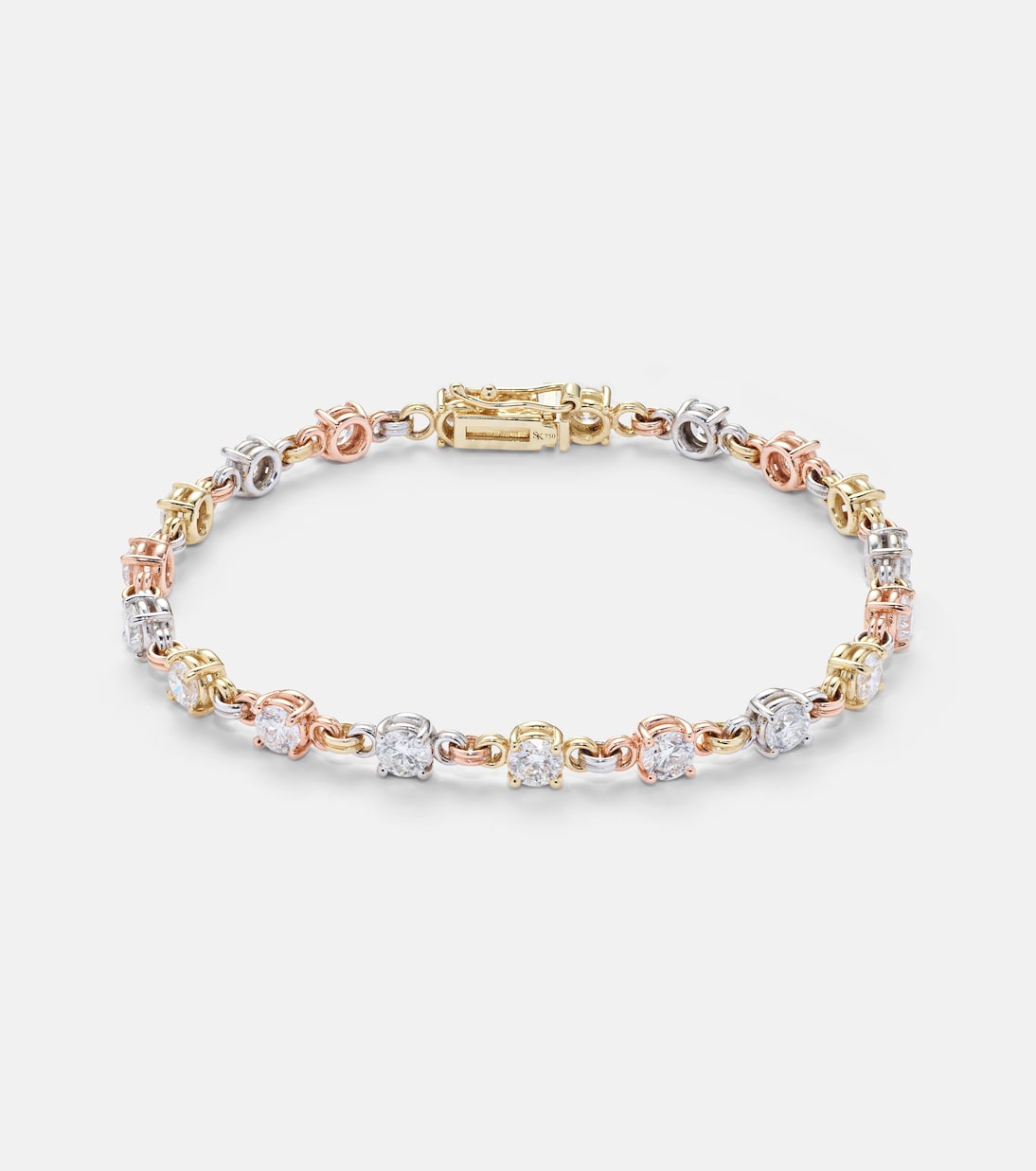 Bracciale tennis SPINELLI KILCOLLIN Aysa in oro giallo, rosa e bianco 18kt con diamanti, perfetto per un look giovane e chic.