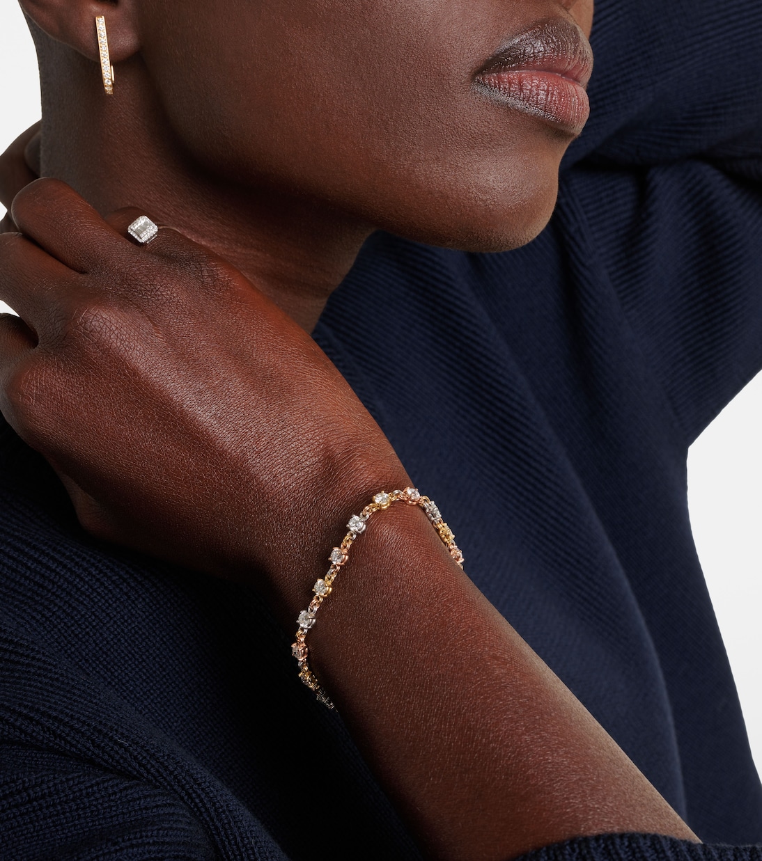 Bracciale tennis SPINELLI KILCOLLIN Aysa in oro giallo, rosa e bianco 18kt con diamanti, perfetto per un look giovane e chic.