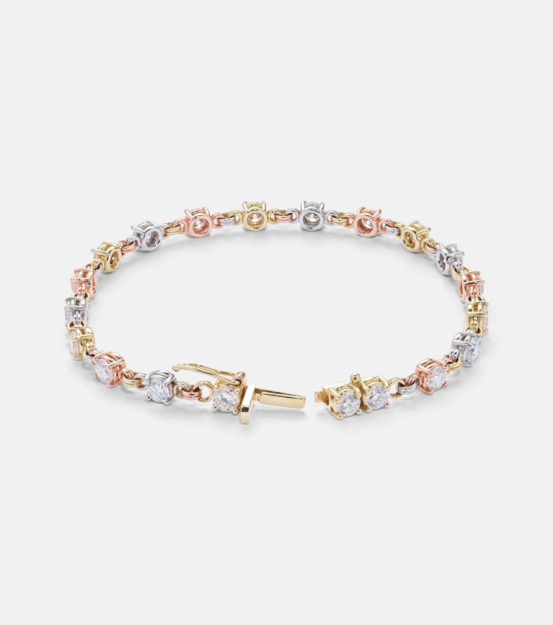 Bracciale tennis SPINELLI KILCOLLIN Aysa in oro giallo, rosa e bianco 18kt con diamanti, perfetto per un look giovane e chic.