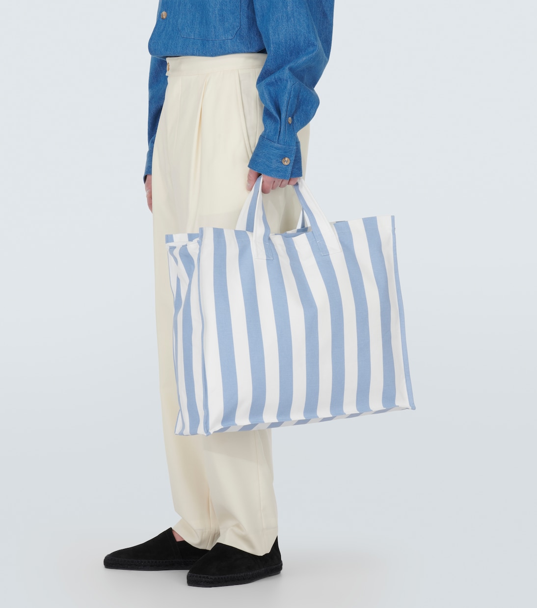Borsa Large in canvas di cotone a righe | King & Tuckfield