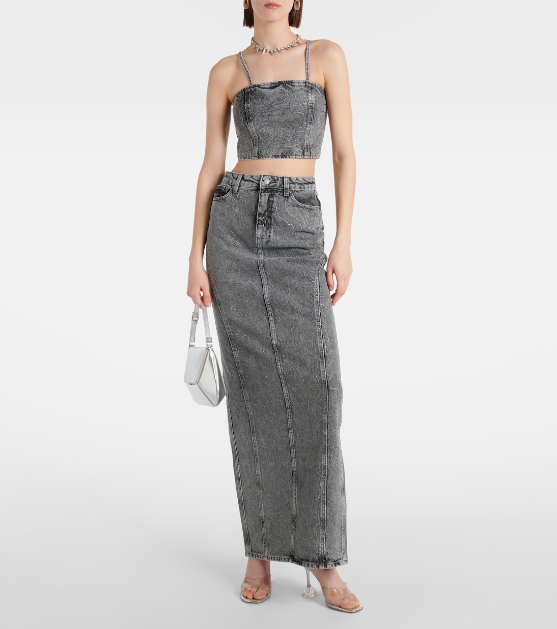 Embellished denim crop top | Rotate