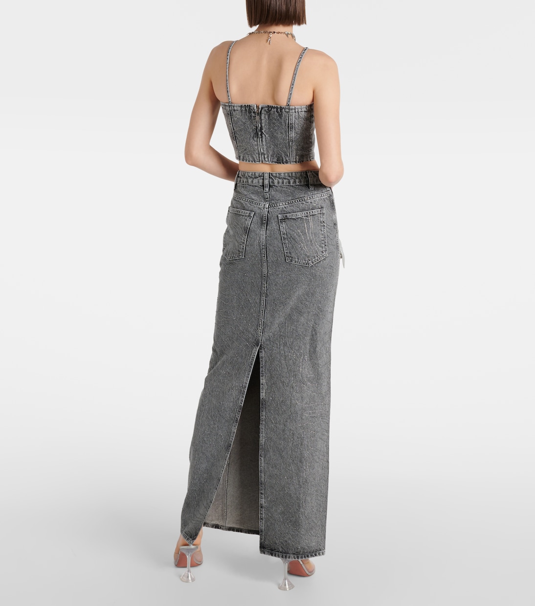 Embellished denim crop top | Rotate