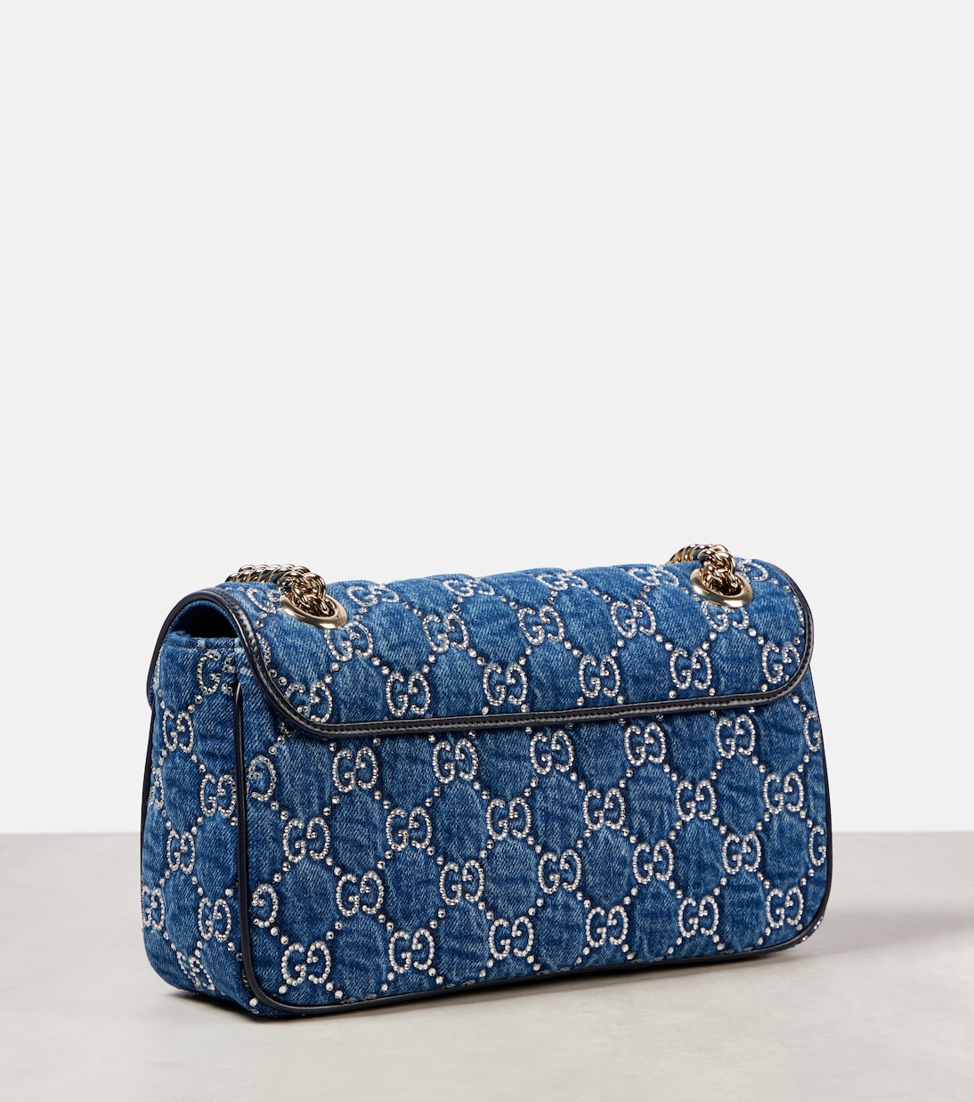 Verzierte Schultertasche GG Marmont aus Denim | Gucci