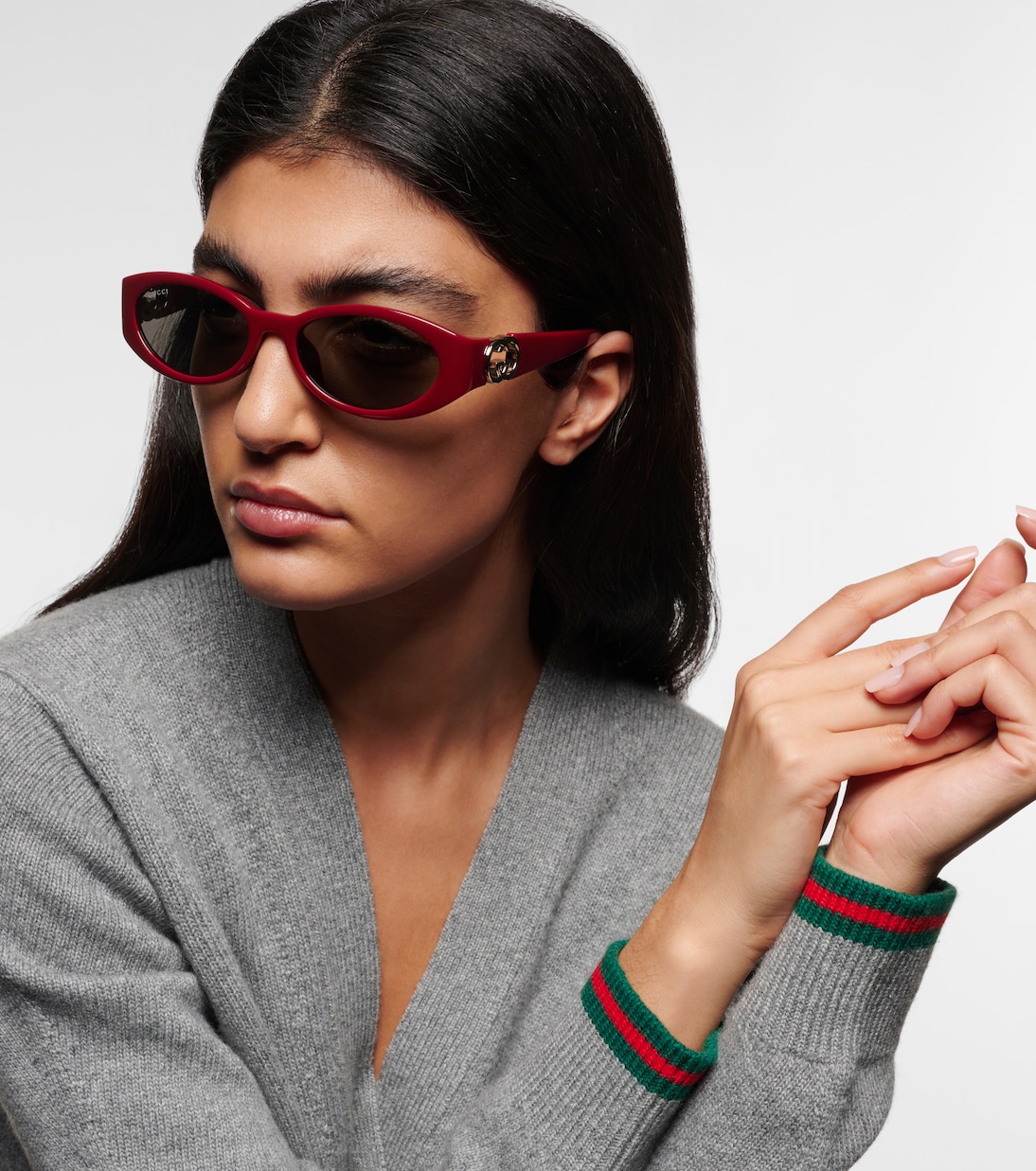 Occhiali da sole ovali GUCCI stile Hailey per giovani trendy