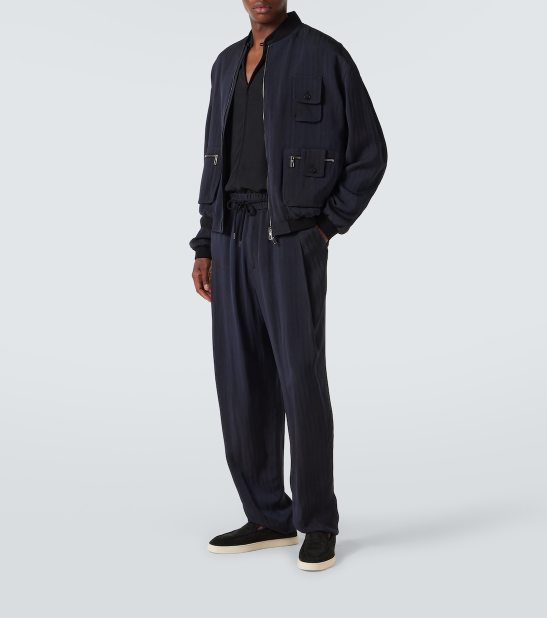 Herringbone jacquard tapered pants | Giorgio Armani