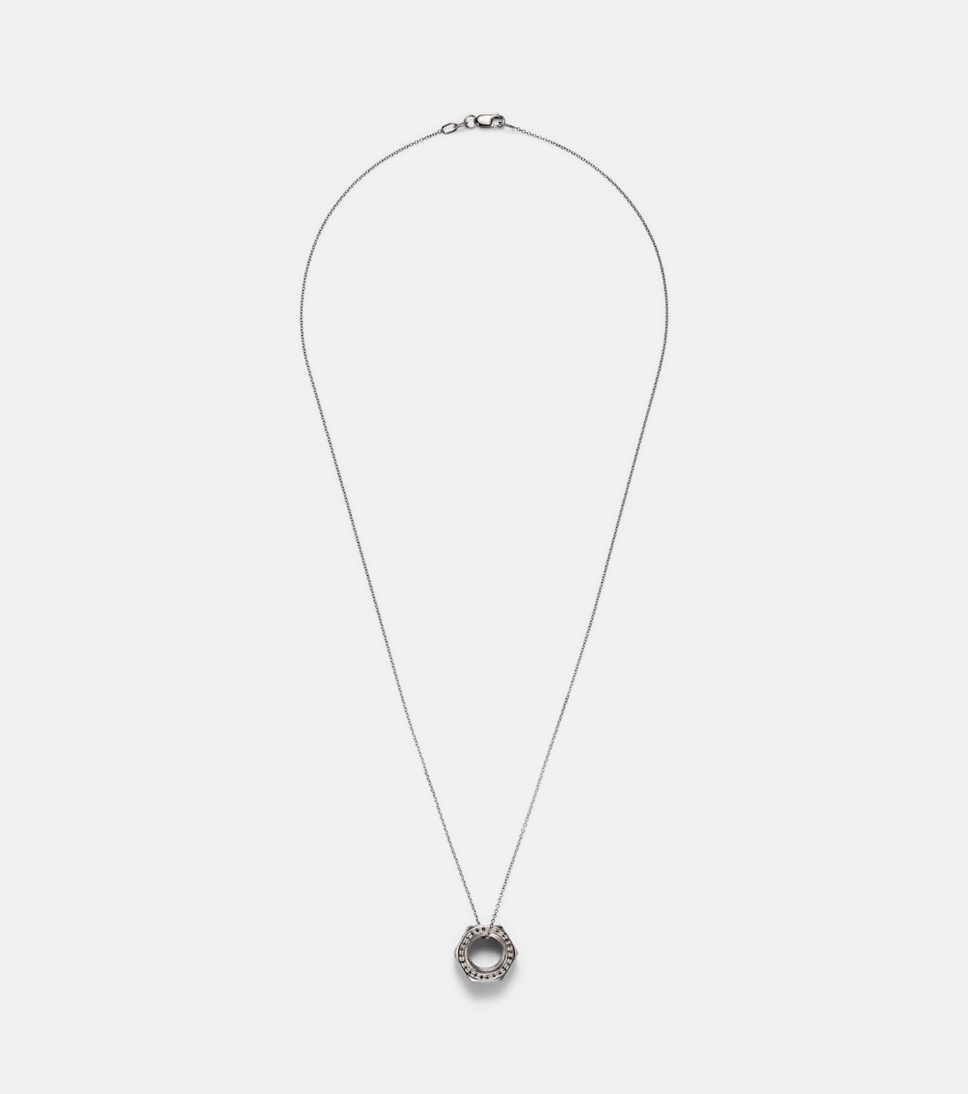Collana Nut Pendant in oro bianco e argento sterling con diamanti neri | Ileana Makri