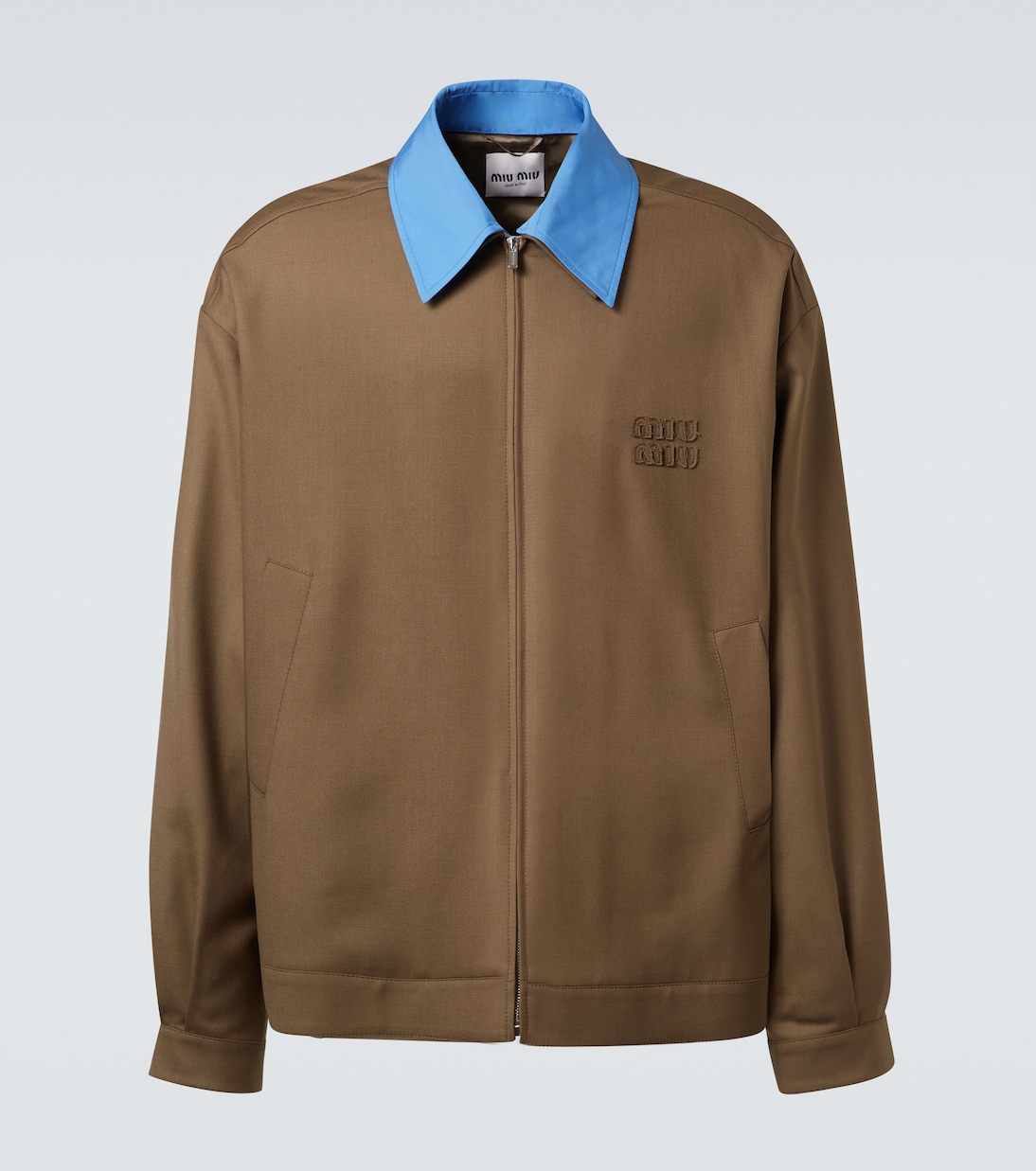 Logo virgin wool gabardine jacket | Miu Miu