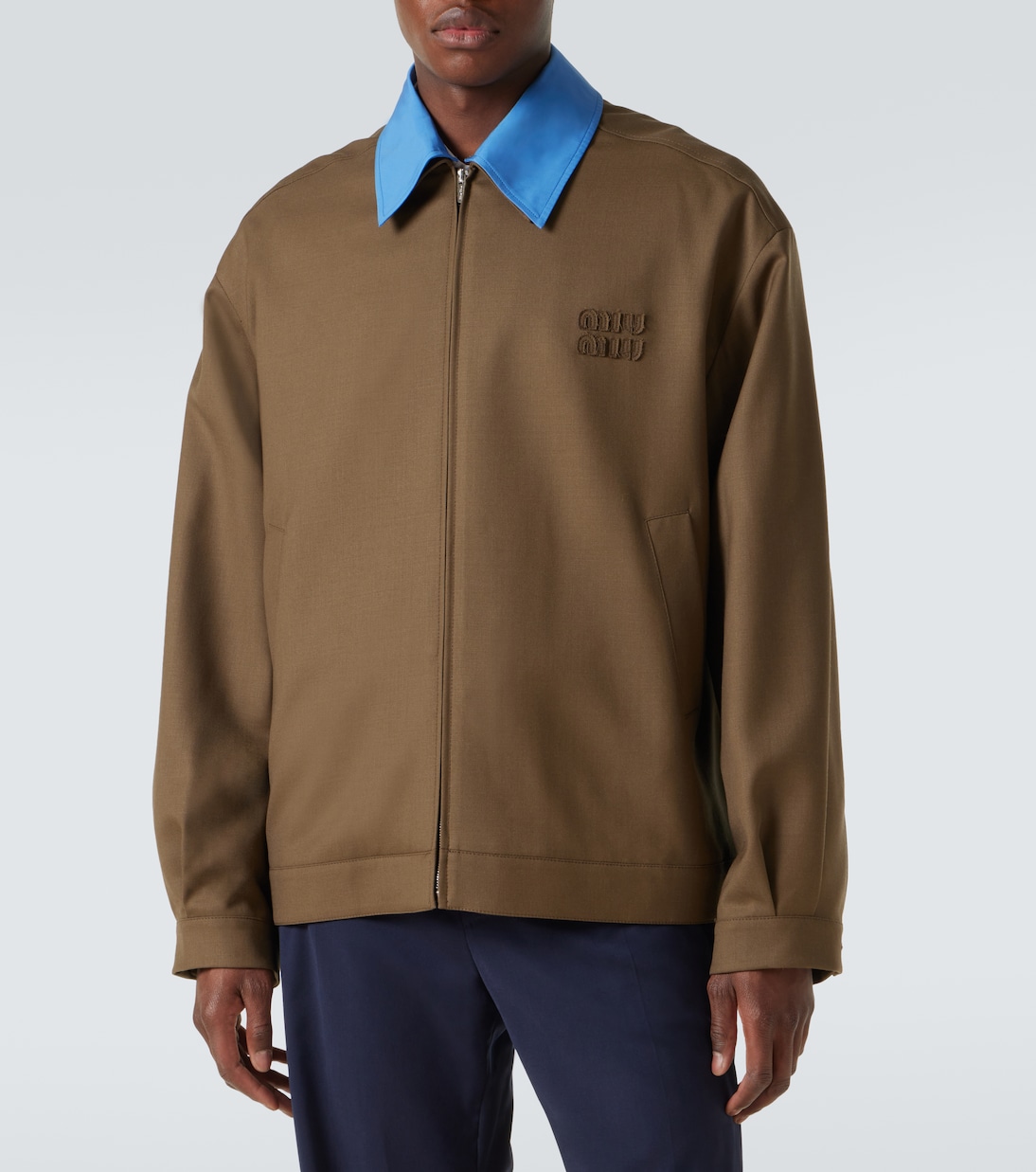 Logo virgin wool gabardine jacket | Miu Miu
