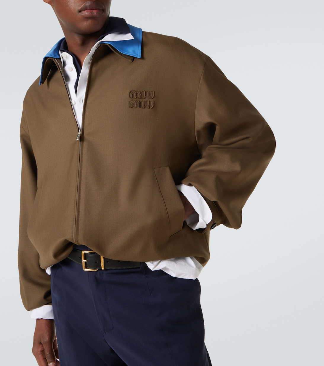 Logo virgin wool gabardine jacket | Miu Miu