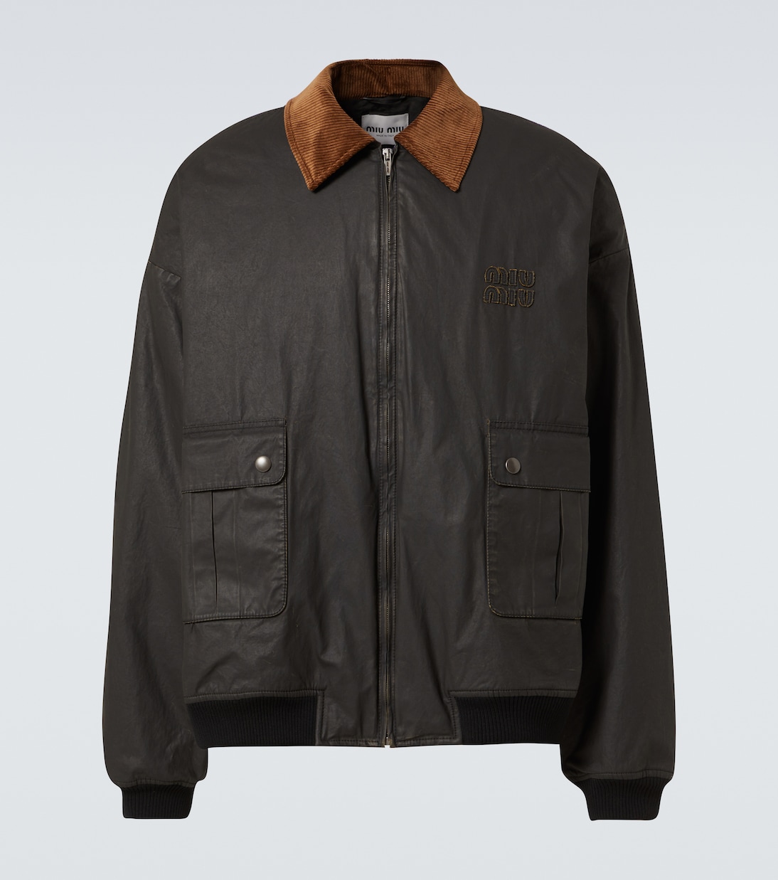 Bomberjacke aus Baumwollpopeline mit Cord | Miu Miu