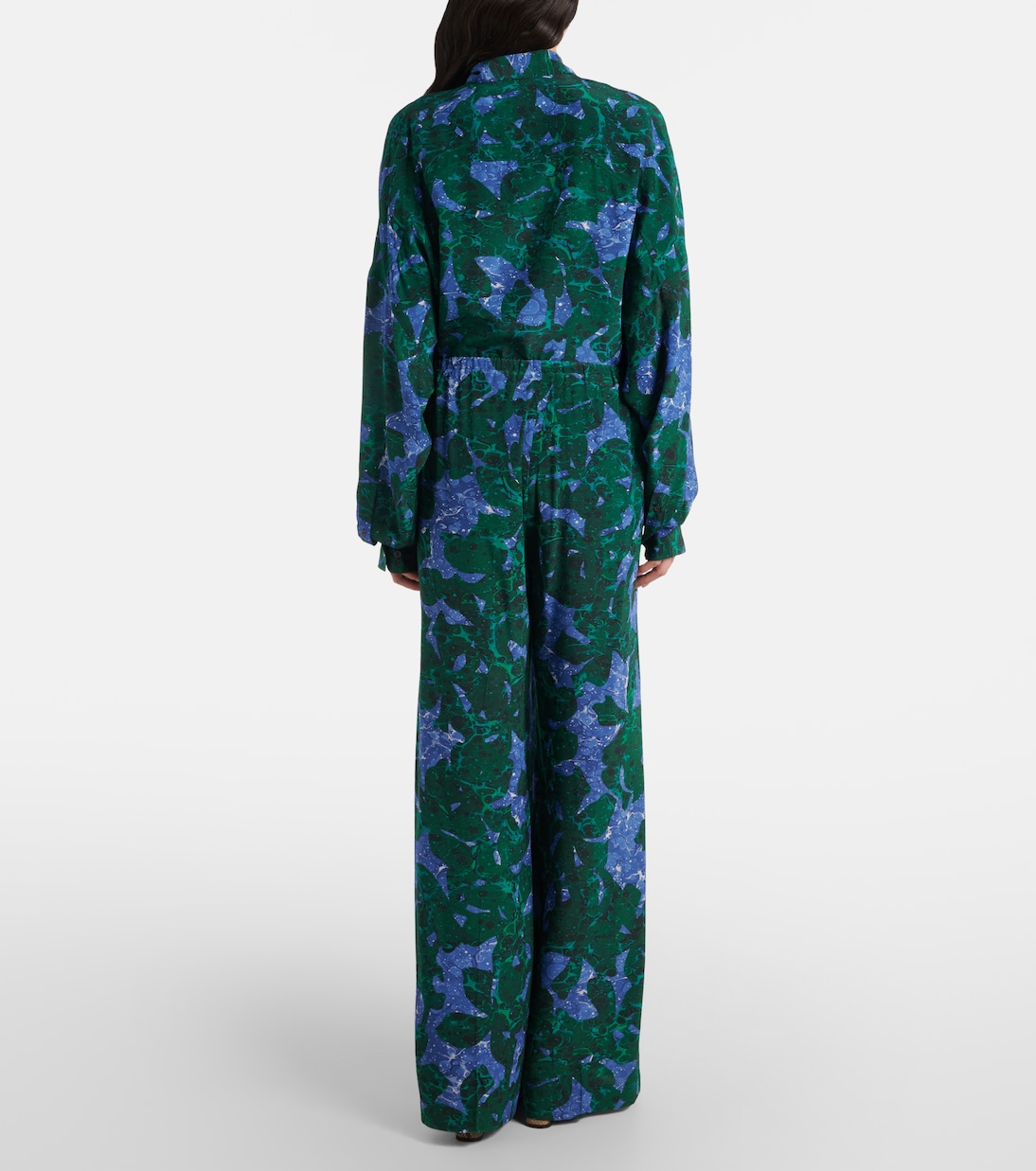 Pantalon en crêpe de soie à fleurs | Dries Van Noten
