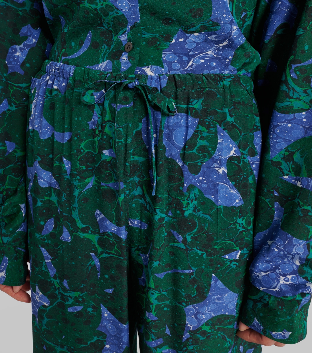 Pantalon en crêpe de soie à fleurs | Dries Van Noten