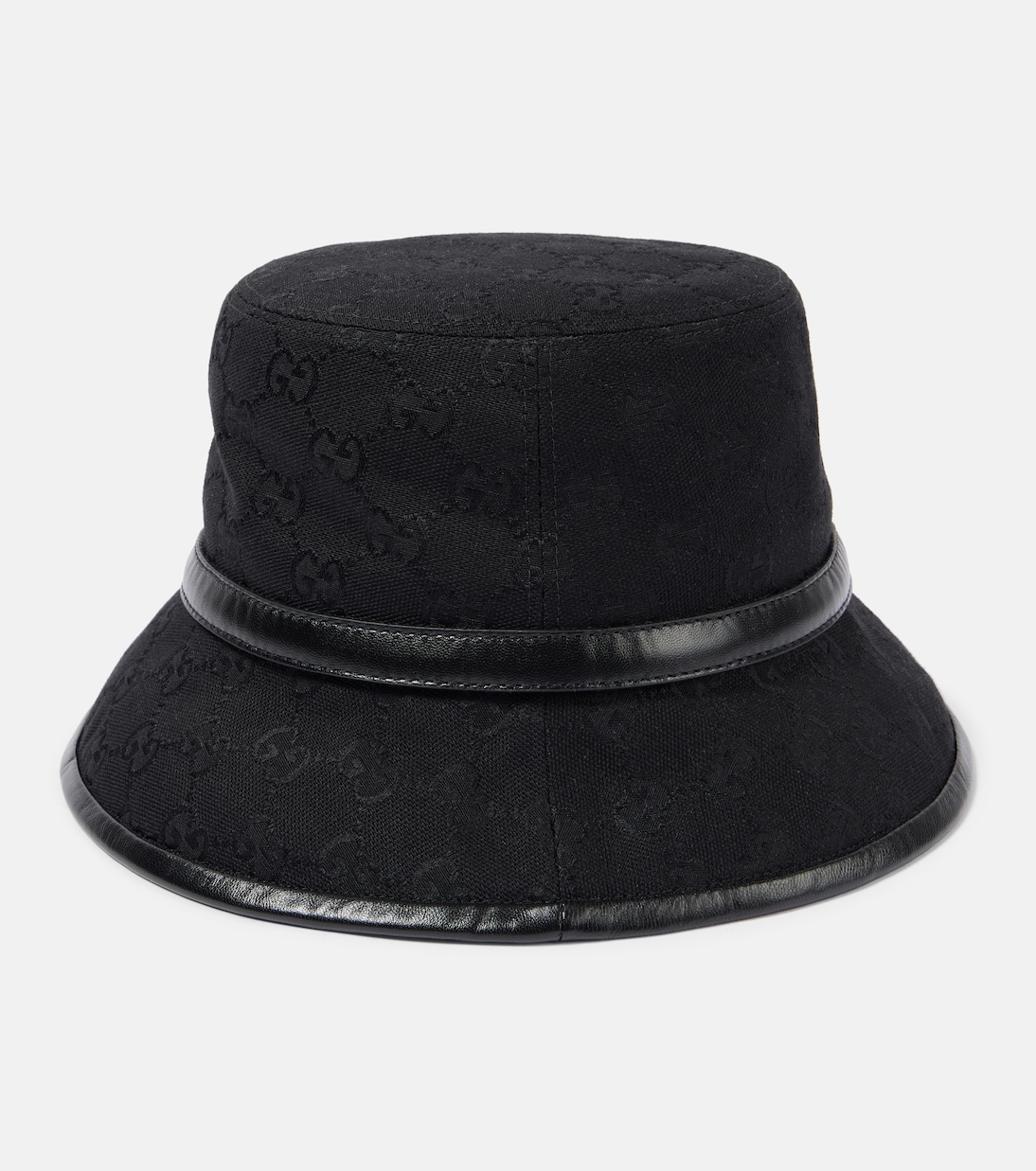 Cappello a secchiello in tela GG GUCCI con finiture in pelle per stile giovane e trendy