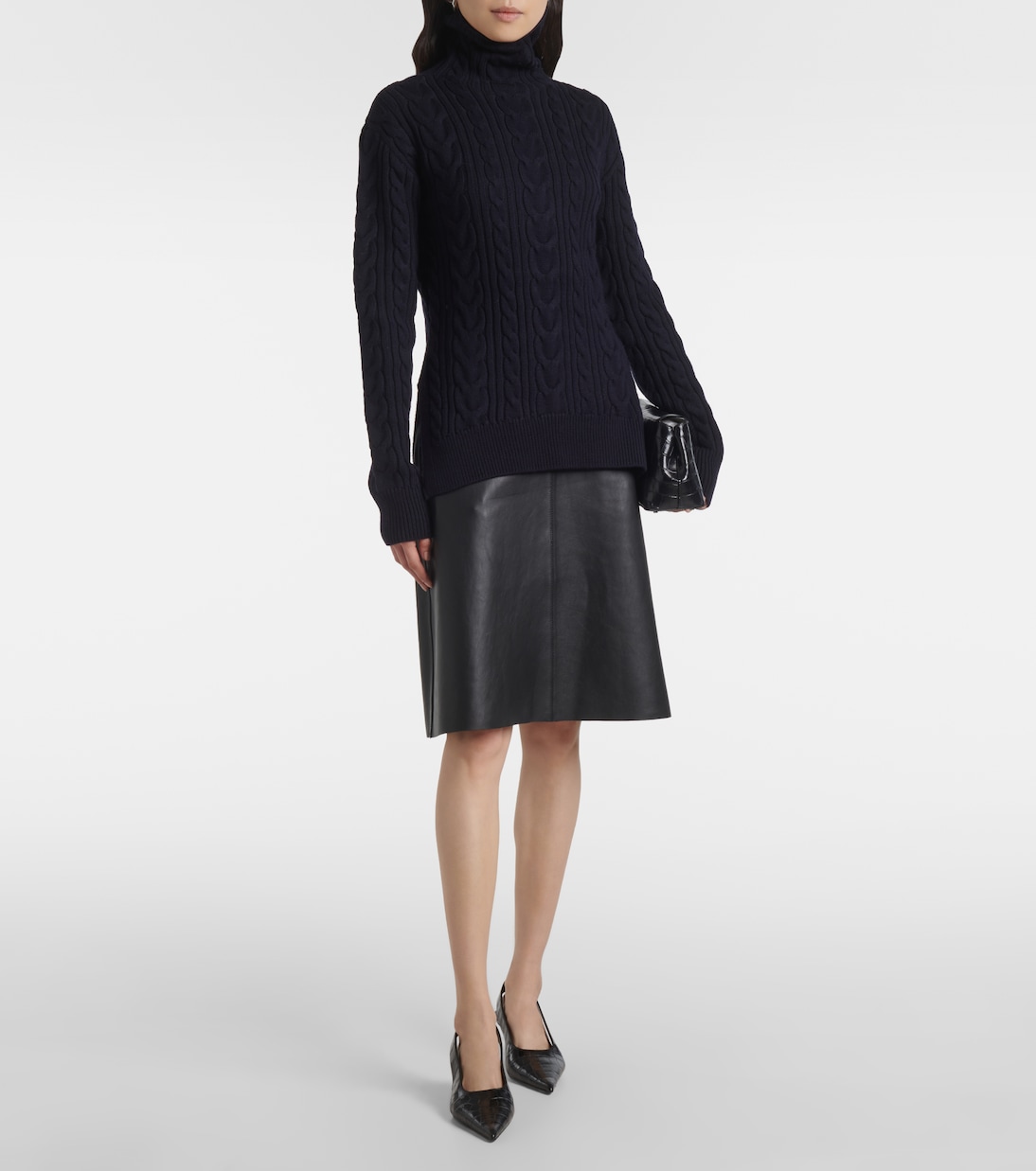 Jersey de cuello alto de lana y algodón | Toteme