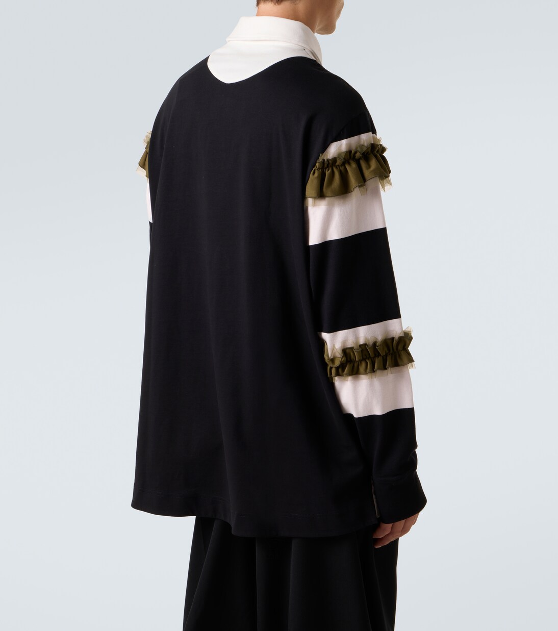 Ruffled striped cotton polo shirt  | Simone Rocha