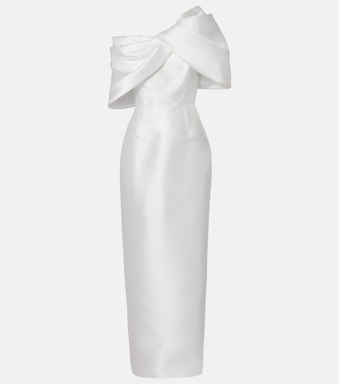 Bridal - Abito lungo asimmetrico Davina in raso drappeggiato | Solace London