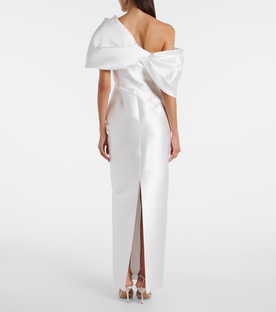 Bridal - Abito lungo asimmetrico Davina in raso drappeggiato | Solace London