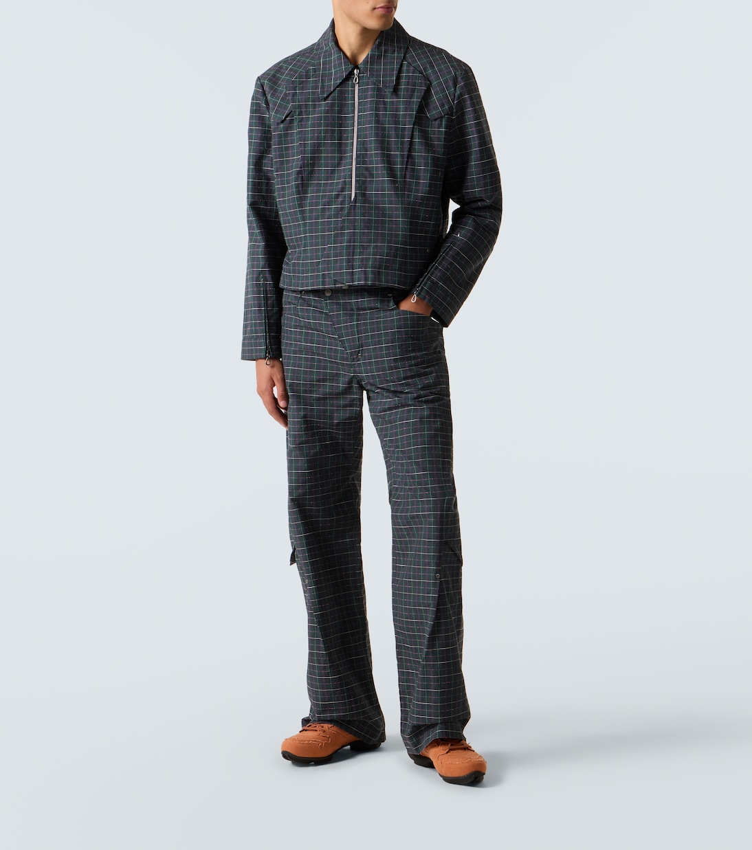 Kraner checked cropped cotton-blend blouson | Kiko Kostadinov