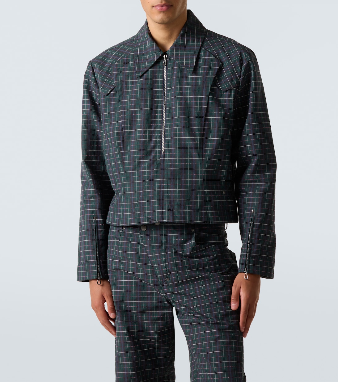 Kraner checked cropped cotton-blend blouson | Kiko Kostadinov