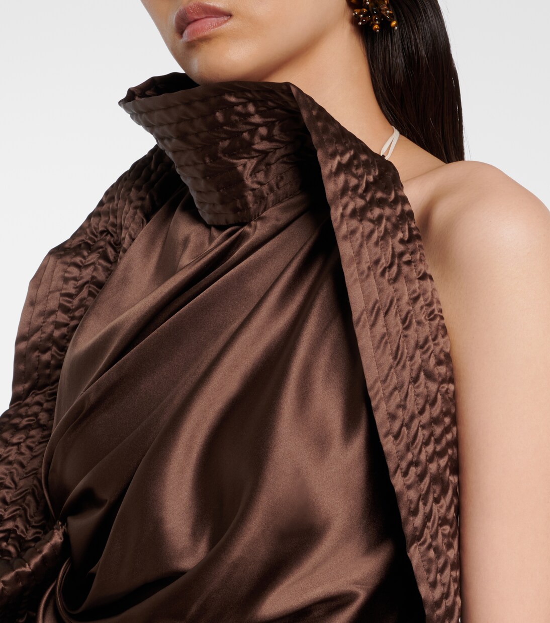 Asymmetric draped silk-blend satin top | Dries Van Noten