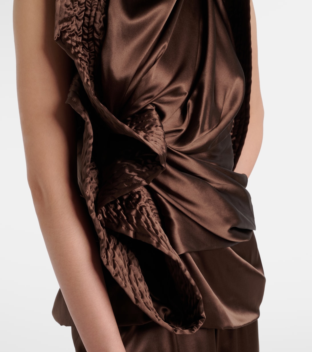 Asymmetric draped silk-blend satin top | Dries Van Noten