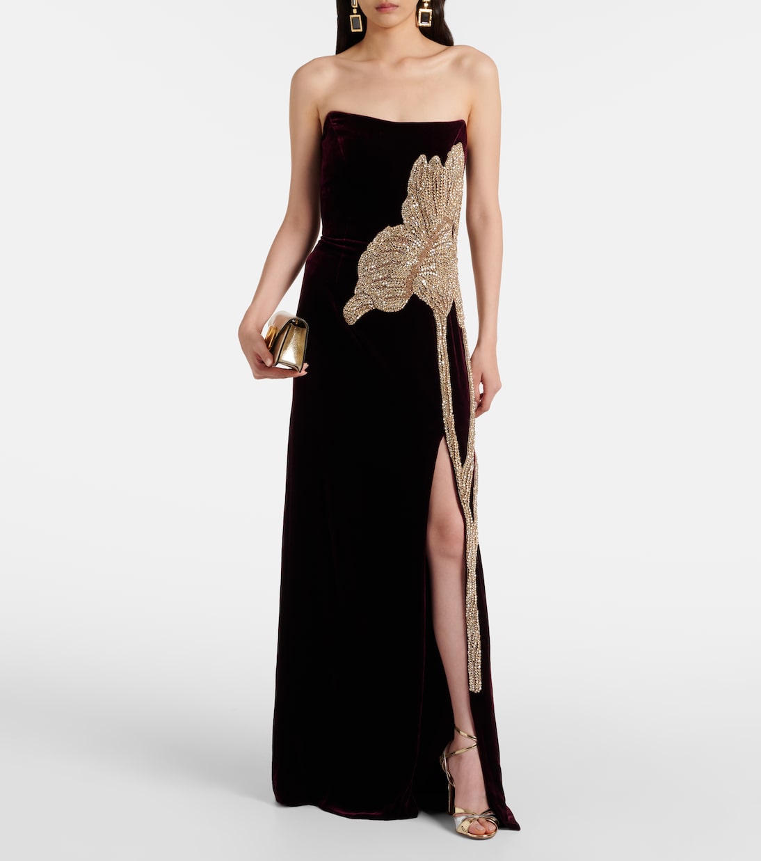 Crystal-embellished velvet gown | Costarellos