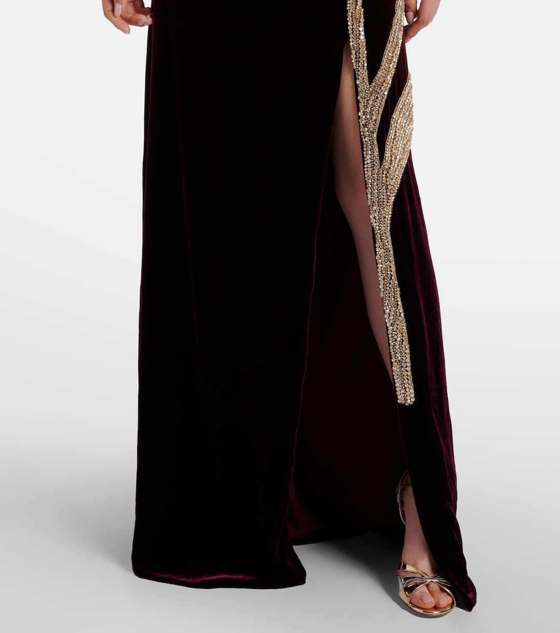 Crystal-embellished velvet gown | Costarellos