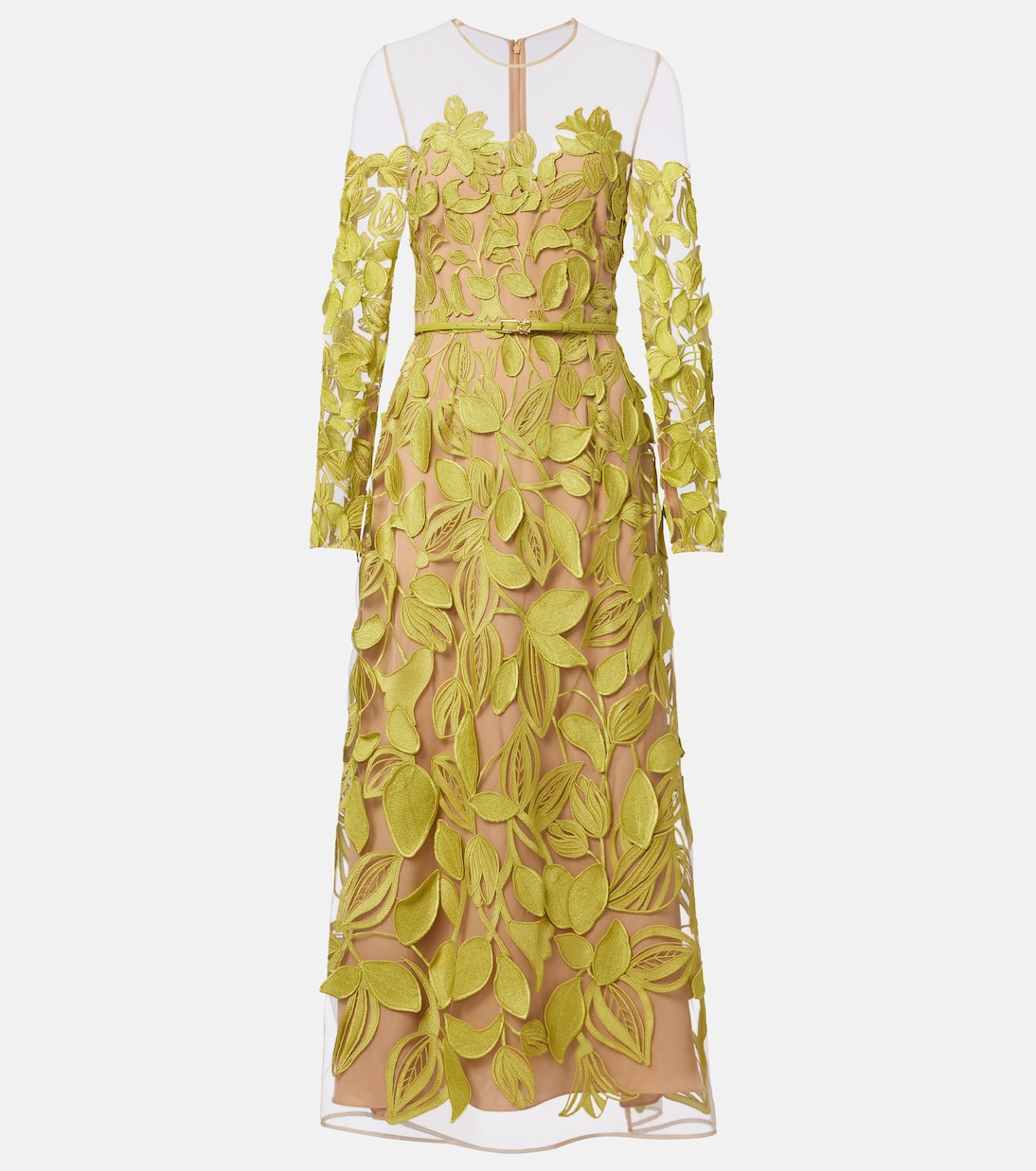 Embroidered silk-blend midi dress | Elie Saab